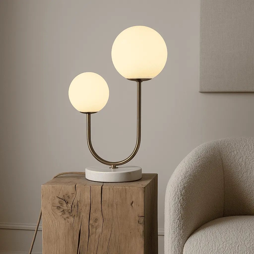 Giorgia Elegante Marmorlampe | Glühbirnen aus Milchglas und Lampe mit Kabel