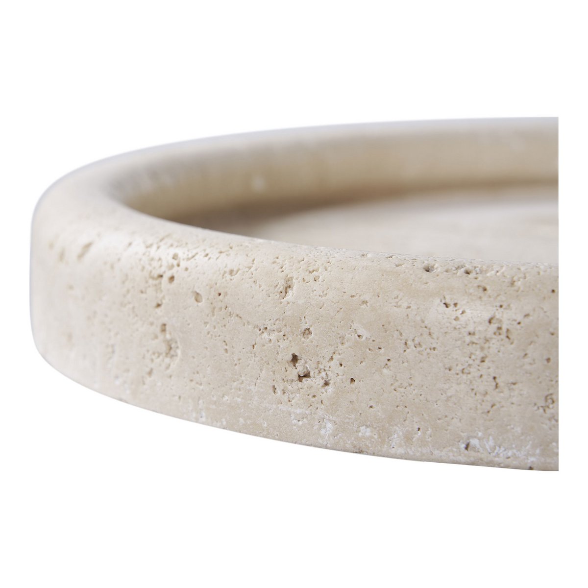 Tablett aus Travertin – Natur, Ø25,5 cm, Beige