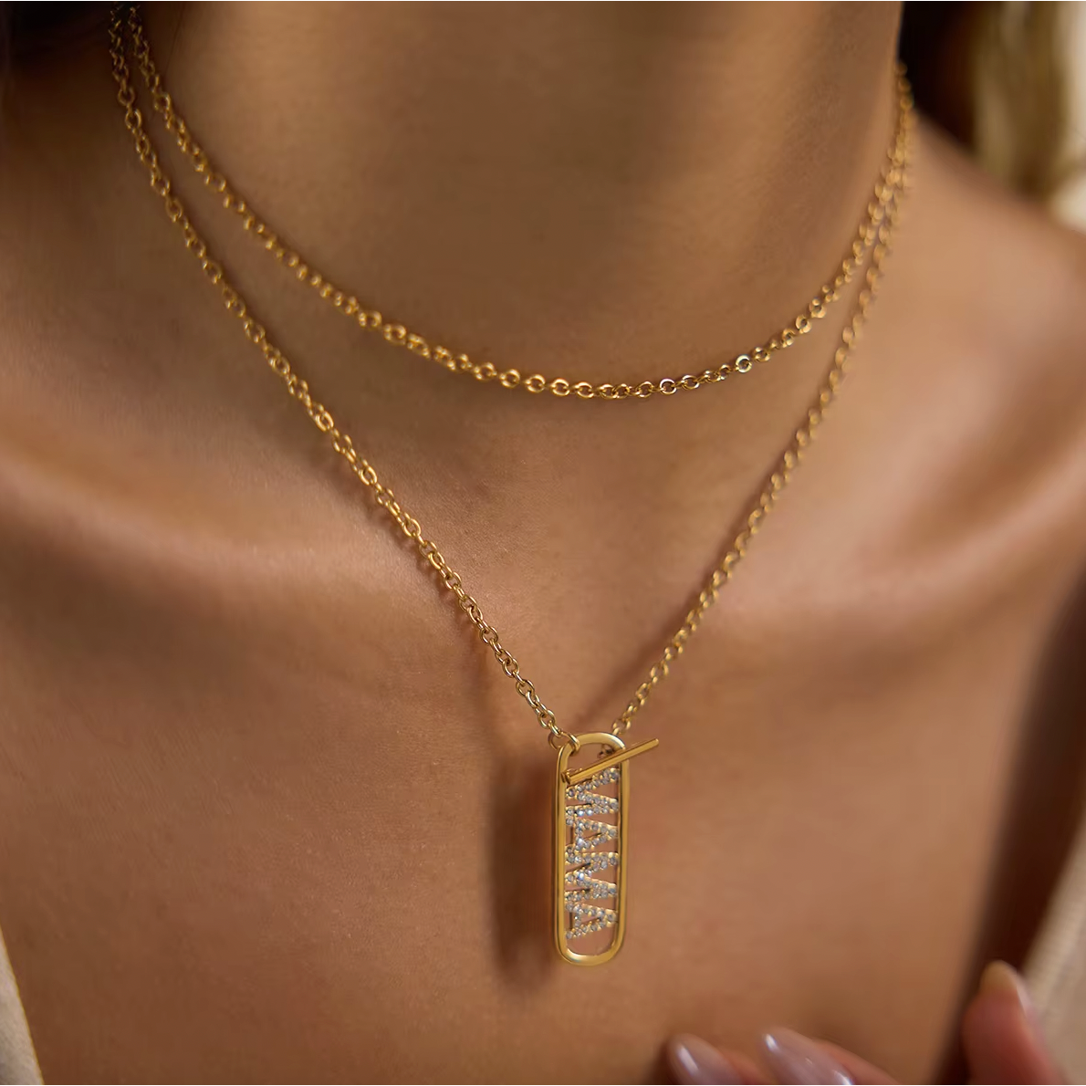 Mama Zircon Tag NECKLACE