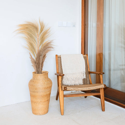Bodenvase aus Rattan - stilvolle hohe Deko-Vase 56 cm