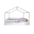tiSsi® Bodenbett / Hausbett ENNO 140x200 cm Buche WEISS inkl. opt. Dach
