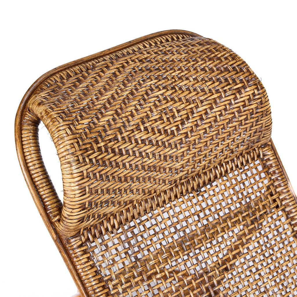 Rattan-Bodenliege Detailansicht Flechtmuster Walnuss-Finish