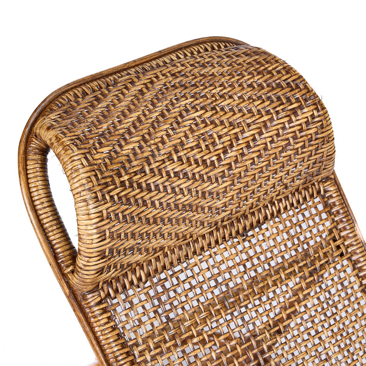 Rattan-Bodenliege Detailansicht Flechtmuster Walnuss-Finish