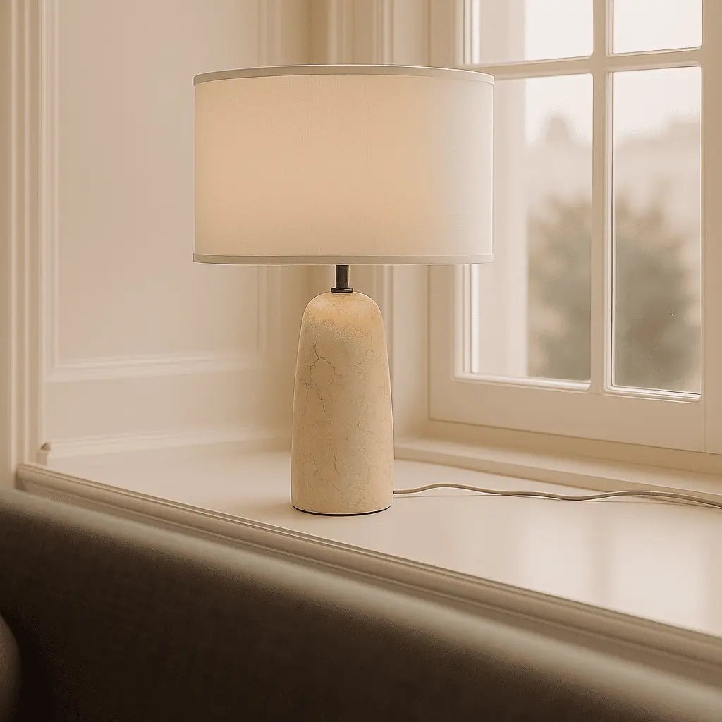 Charlotte Marmorlampe | Baumwollschirm und elegante Beleuchtung