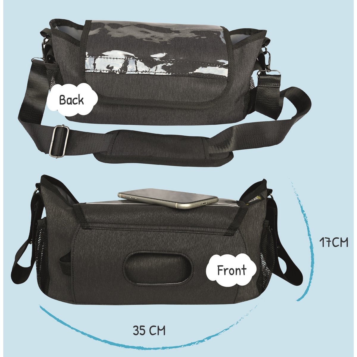 Kinderwagentasche Organizer - Detailansicht Taschen und Fächer
