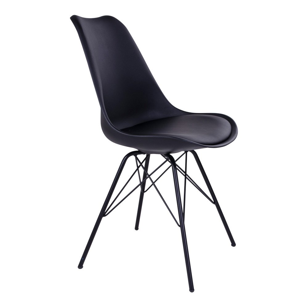 Oslo Esszimmerstuhl – PU-Leder, geformter Kunststoff, Metall, Schwarz – 2er-Set