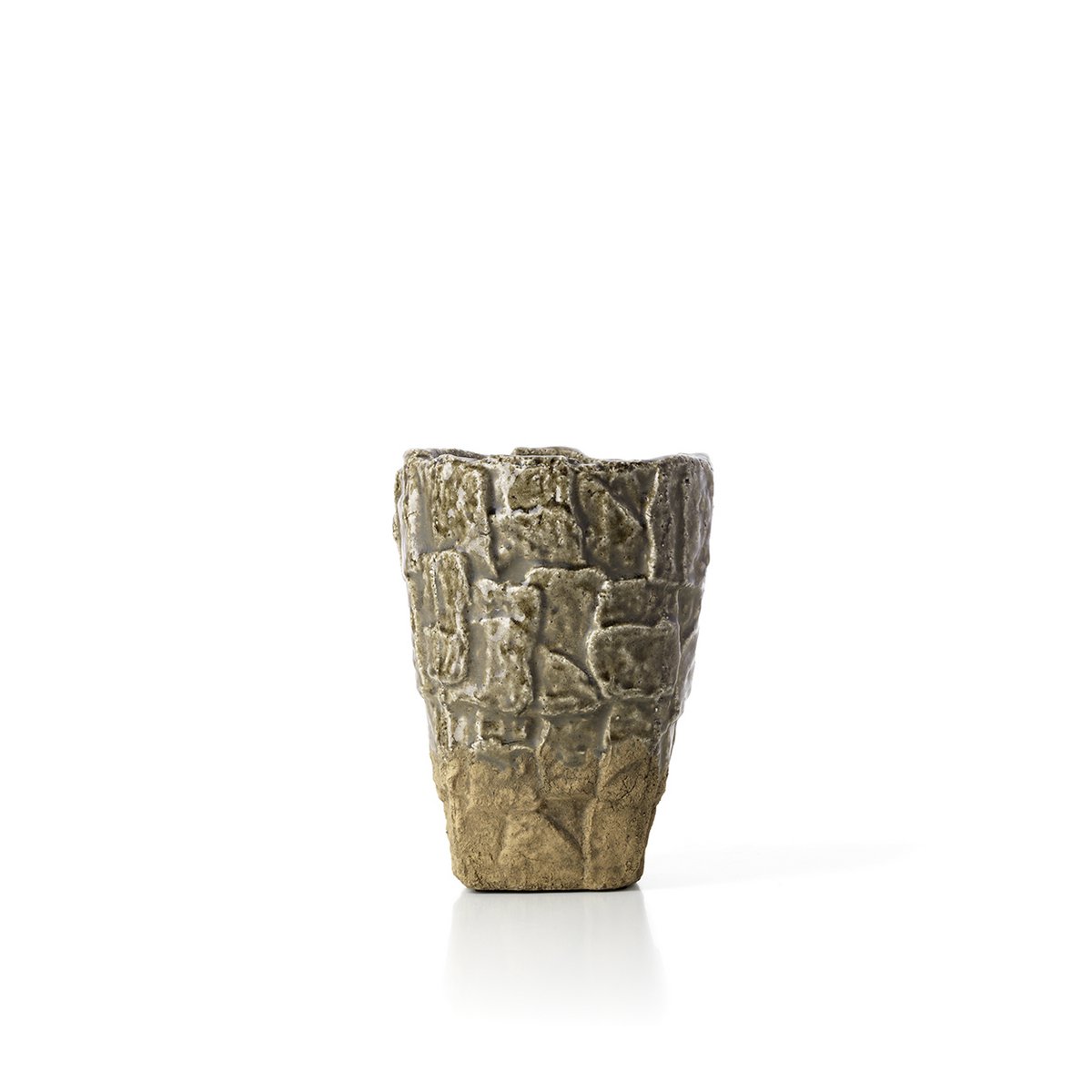 Graue Rock Texture Vase aus Steingut, handgefertigt, 17,5 cm