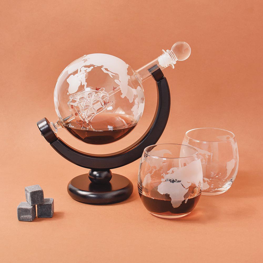 Mundua Globe Dekanter und Gläser Set