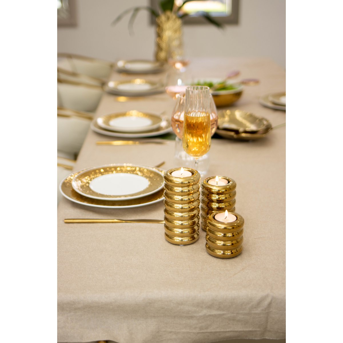 Goldene Keramik -Kerzenschicks - Los 3