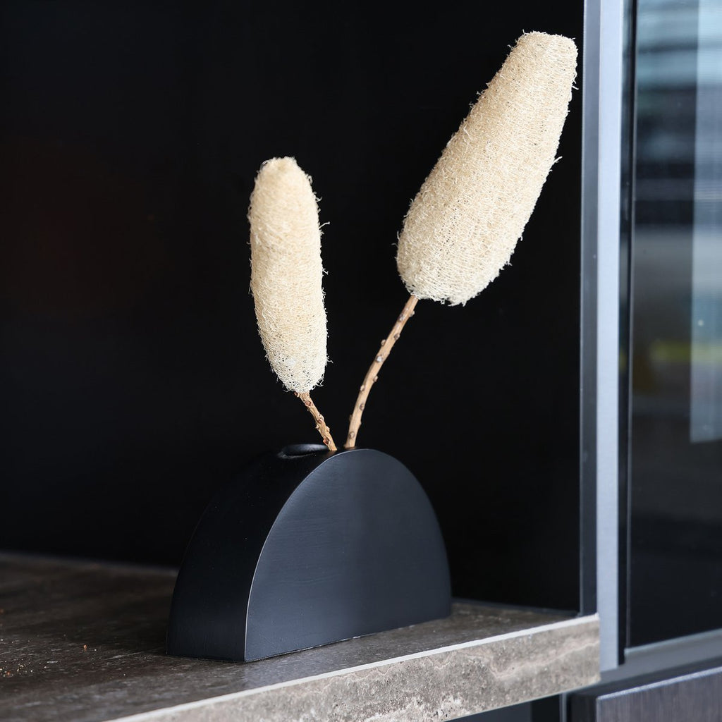 Schwarze Ovalle Vase - stilvolle Metall-Deko-Vase