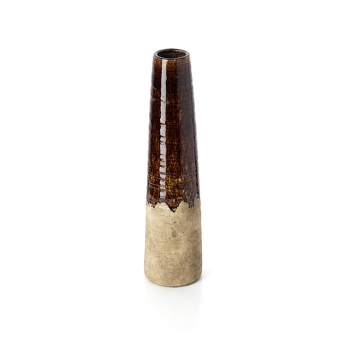 Amber Cone Vase in Betonbraun - moderne konische Deko-Vase groß