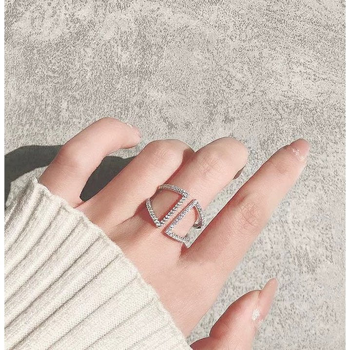 Offener Ring mit geometrischem Pavé