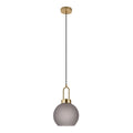 Luton-Pendelleuchte – Messing, mattes Rauchglas, Ø20 cm, 150 cm Stoffkabel