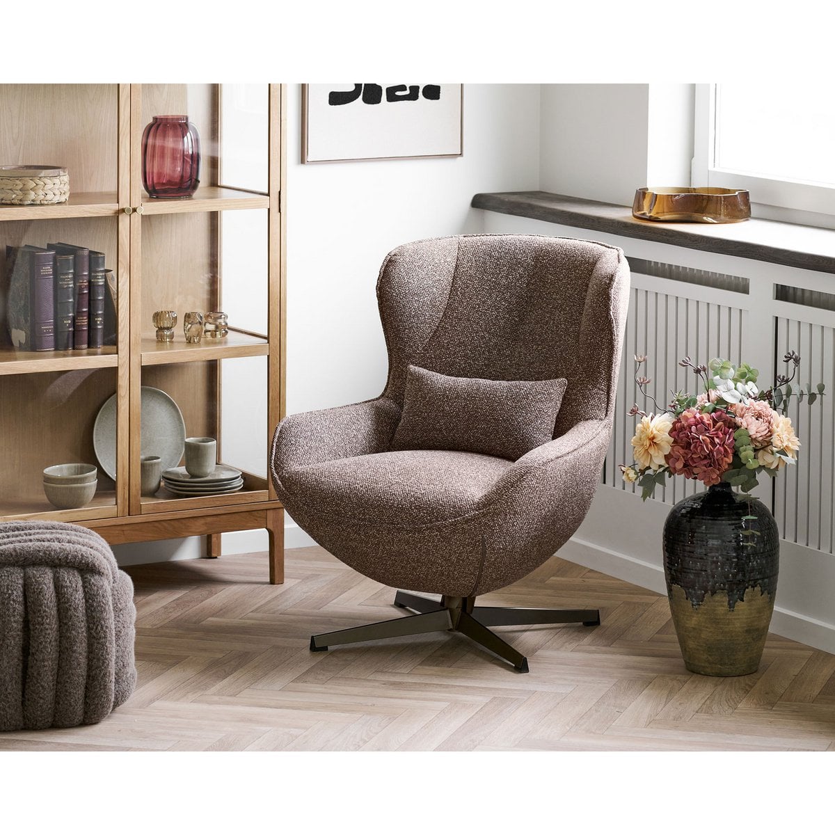 Napier Pouf, brown, 48x48x43 cm, HN1294