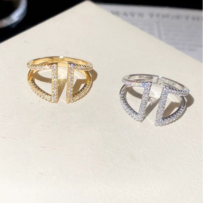 Offener Ring mit geometrischem Pavé