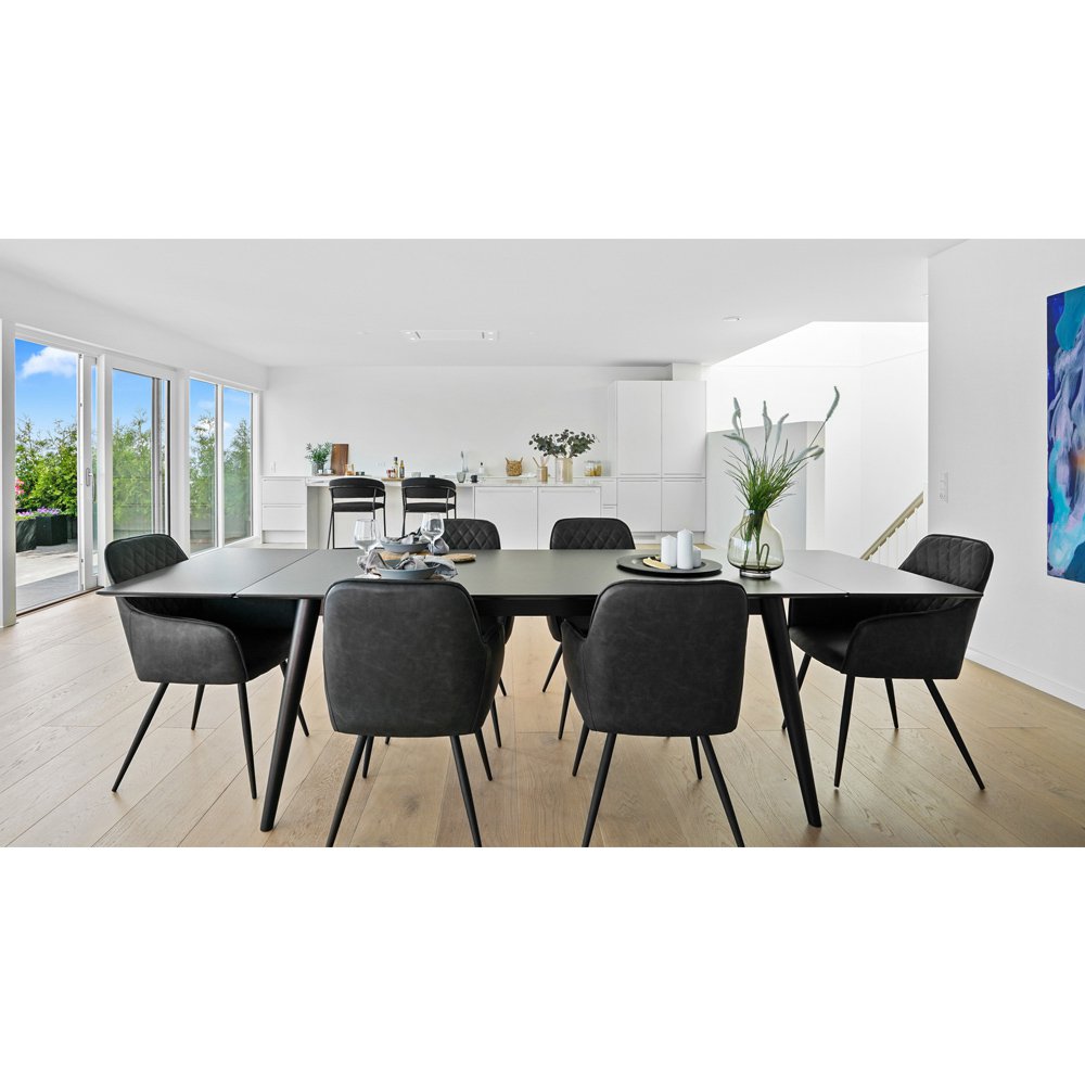 Harbo Esszimmerstuhl – PU, Stahl, Grau – 2er-Set