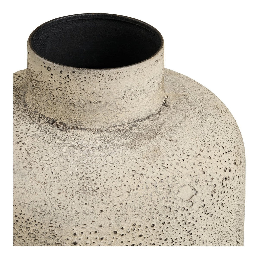 Hou Deko-Vase aus Metall in antik-beige, 78,5 cm hoch - Frontansicht