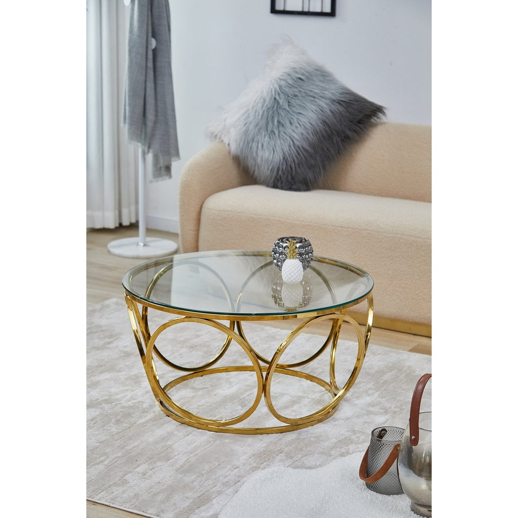 Couchtisch Ø 80 cm Gold/Klarglas