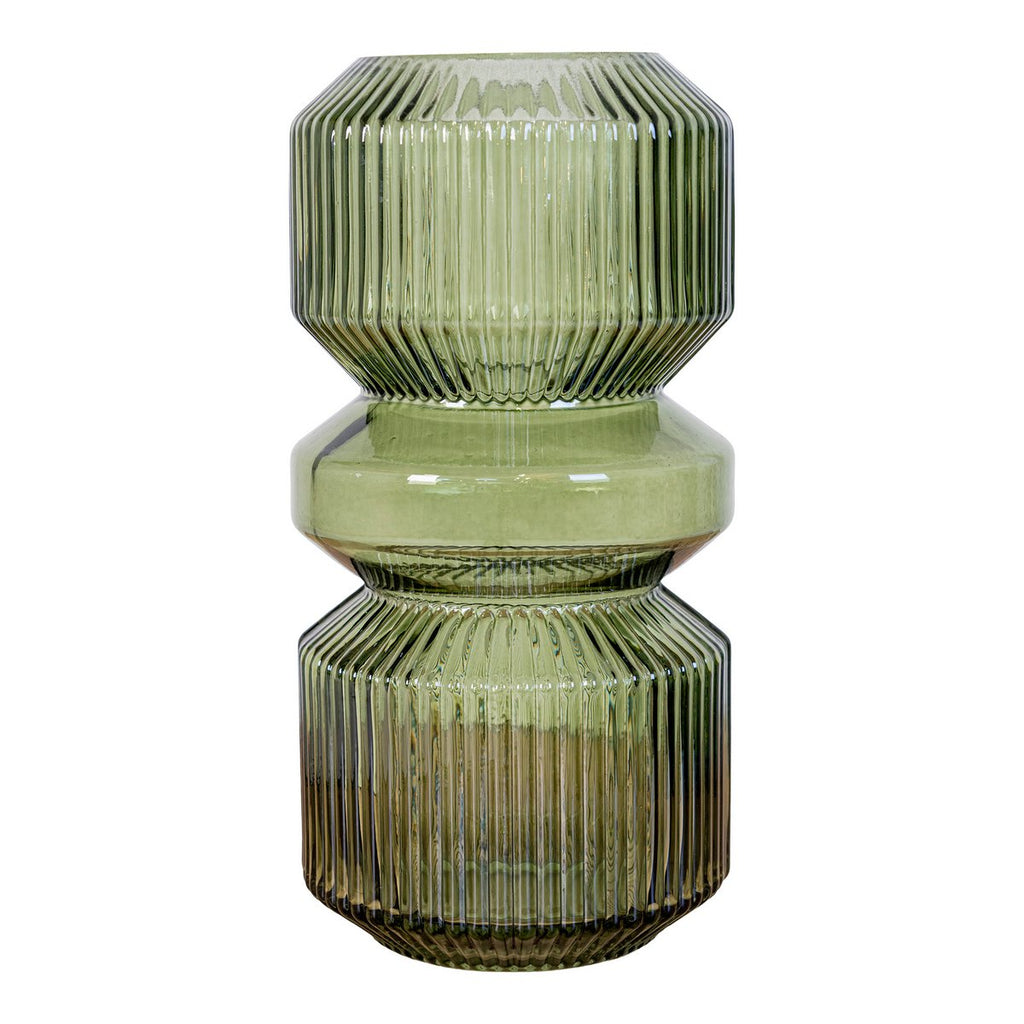 Grüne Glas-Vase Ø12x25 cm - Hohe moderne Designer-Vase