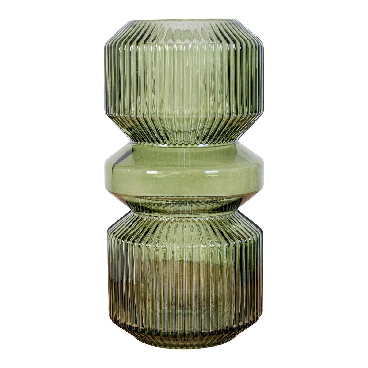 Grüne Glas-Vase Ø12x25 cm - Hohe moderne Designer-Vase