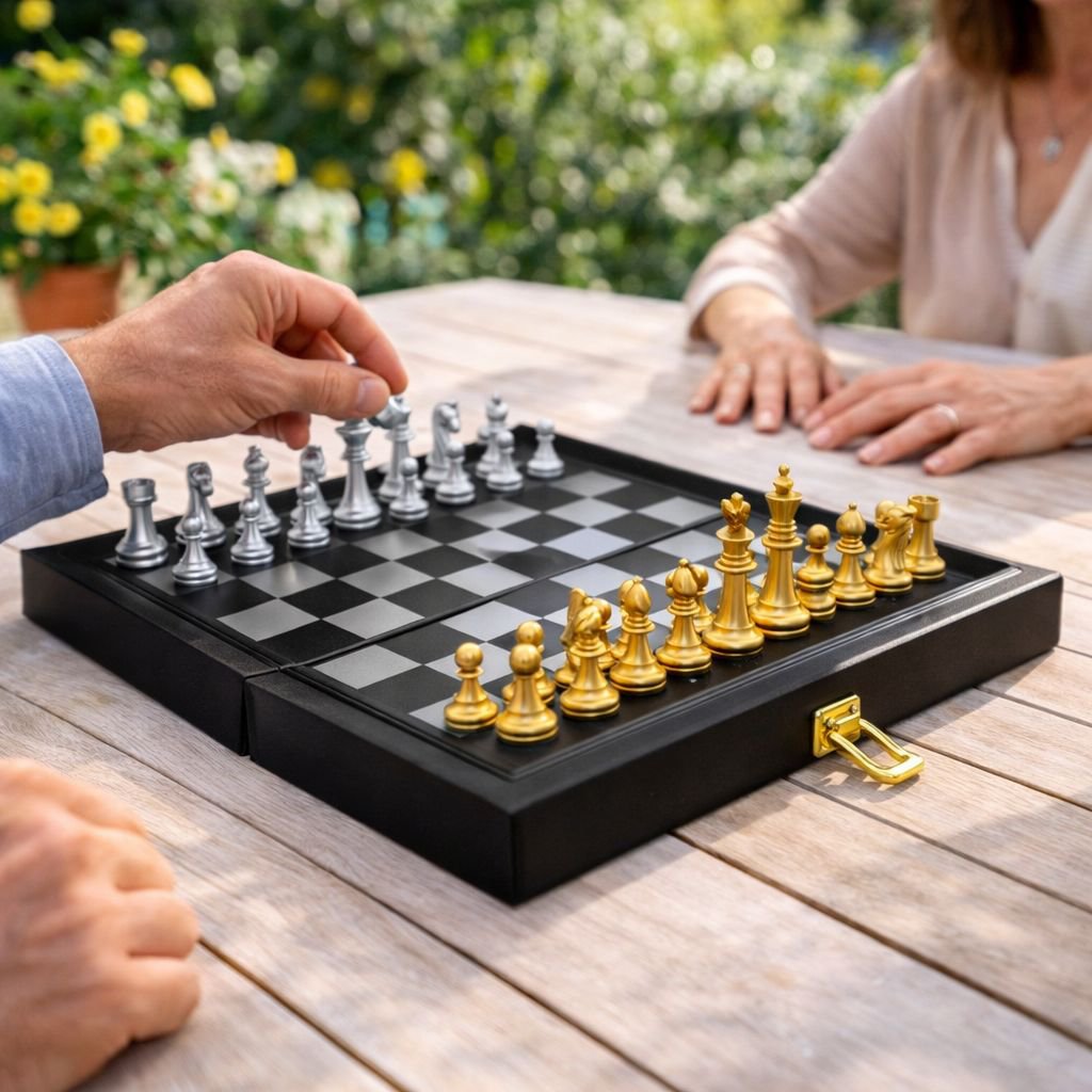 Backgammon -Spiel/Misserfolgsspiel in einer schwarzen Nachahmungslederhülle