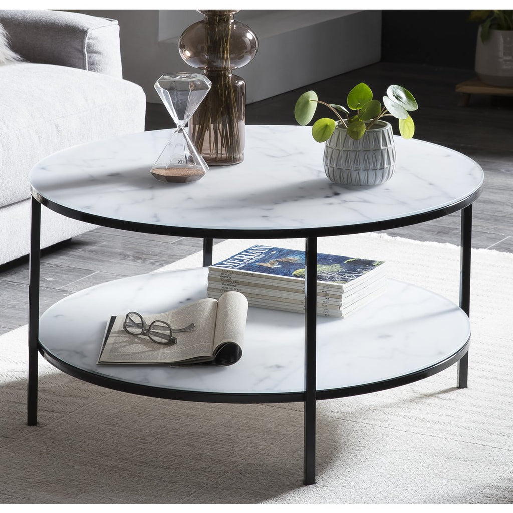 Couchtisch mit 2 Ablagen Ø 80 cm