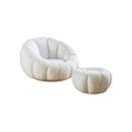 Sessel und Hocker Set aus Teddyfell Weiß