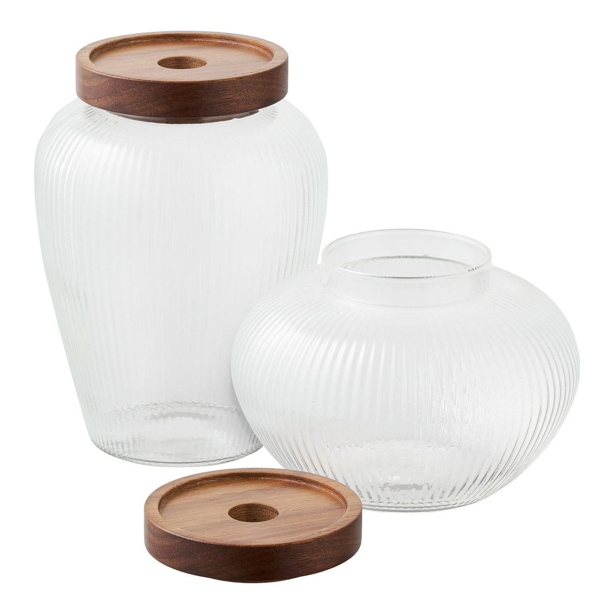 Maya Vorratsgläser 2er-Set aus Glas mit Akazienholz-Deckel für Küche