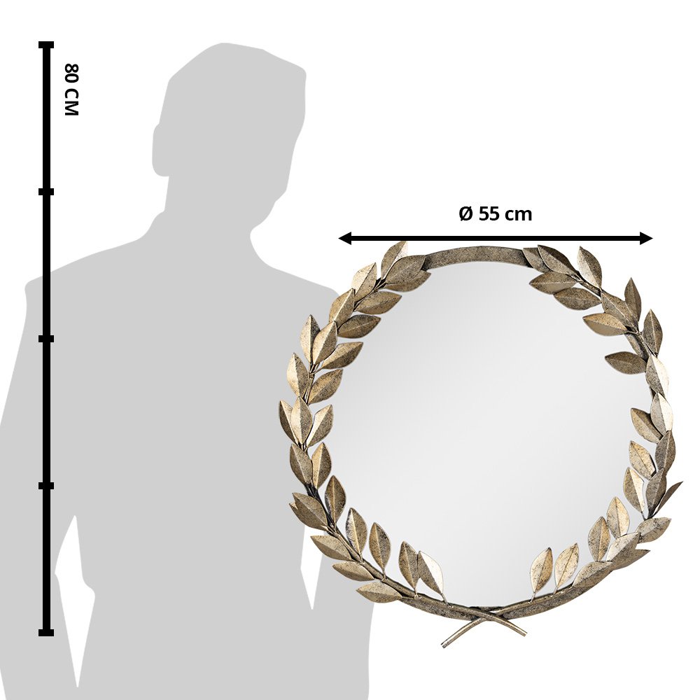 Runder Wandspiegel Ø 55 cm – Gold Blätterrahmen aus Eisen | Clayre & Eef