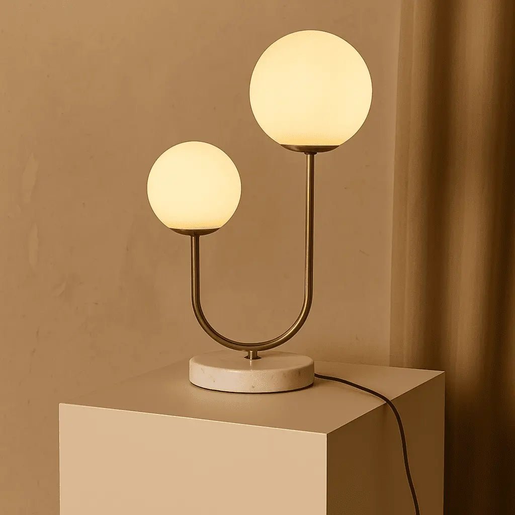 Giorgia Elegante Marmorlampe | Glühbirnen aus Milchglas und Lampe mit Kabel
