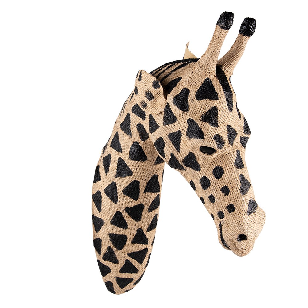 Giraffe Wanddekoration 43 cm Braun Schwarz Clayre & Eef – Frontansicht
