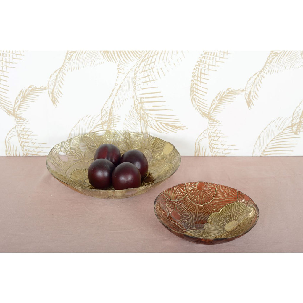 Lotus Obstschale mit goldenem Finish Detailansicht