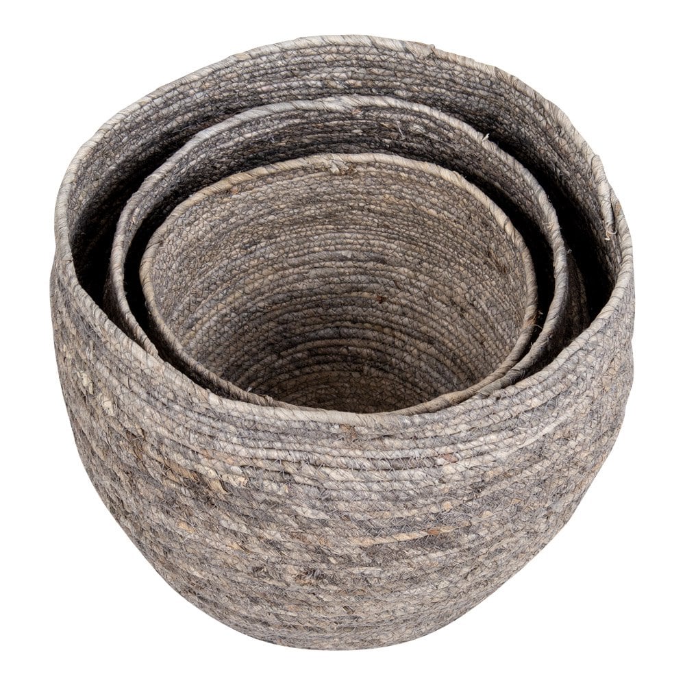 Tivoli-Körbe – Grau, Maisblatt, 33 x 33 x 30 cm – 3er-Set