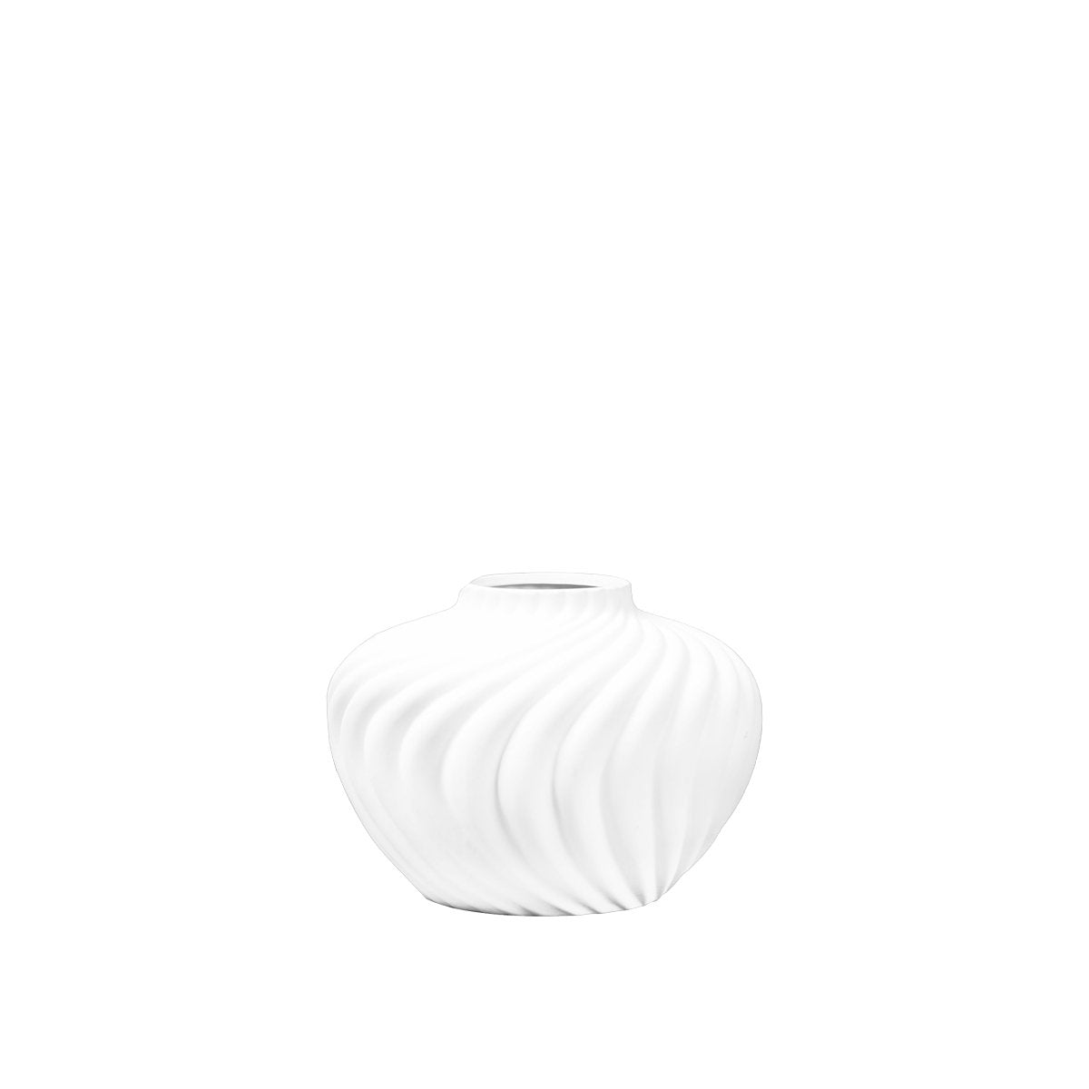 Runde weiße Vase -Schlagsahne in Polyresin 34,5 x 34,5 x 25,5 cm