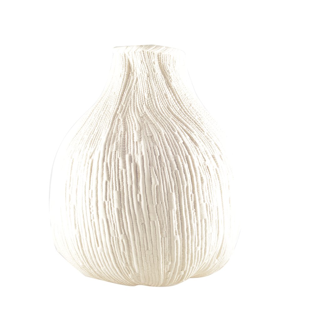 Creme weiße runde Vase 29x29x32 cm - Große Designer-Vase