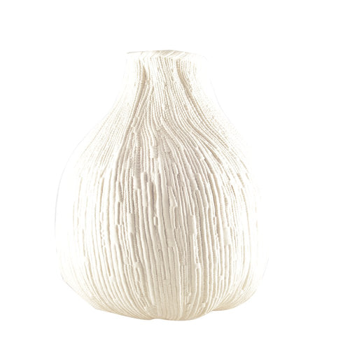 Creme weiße runde Vase 29x29x32 cm - Große Designer-Vase