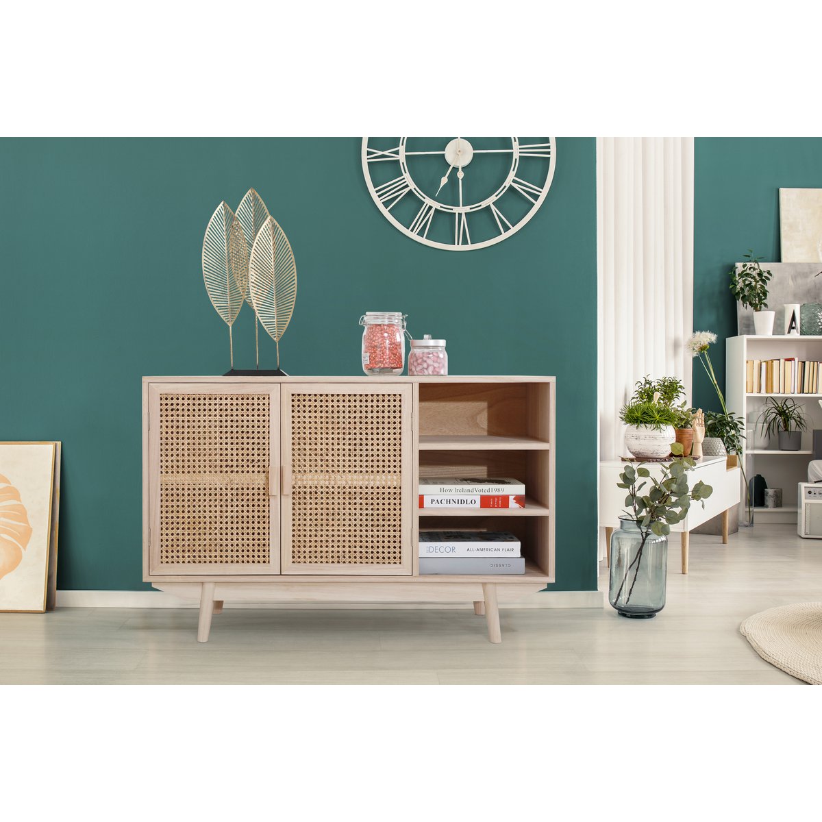 Sideboard 100x36 cm Rattangeflecht