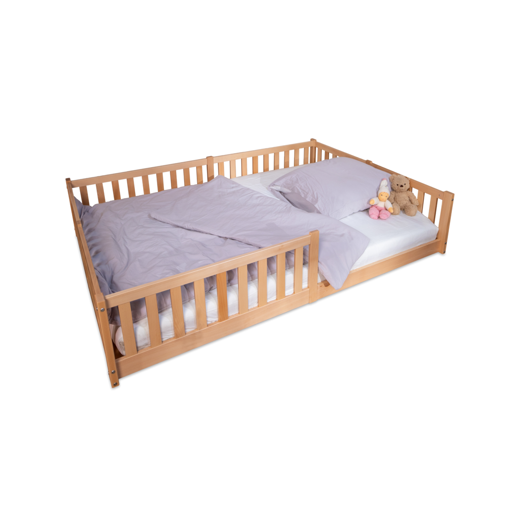 tiSsi® Bodenbett / Hausbett ENNO 140x200 cm Buche natur inkl. opt. Dach