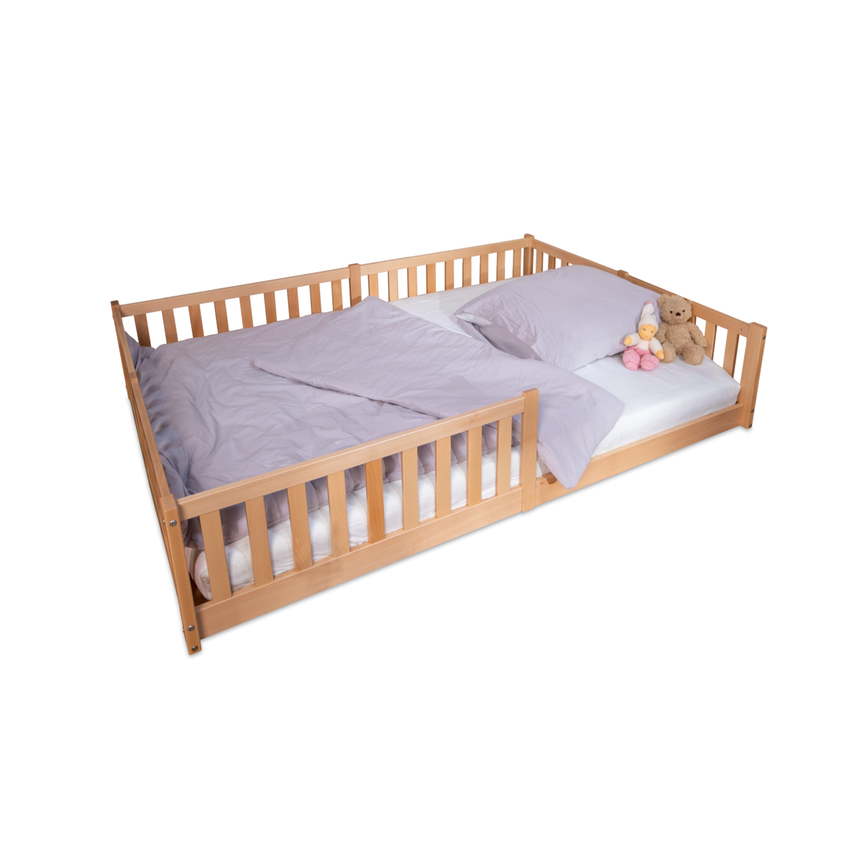 tiSsi® Bodenbett / Hausbett ENNO 140x200 cm Buche natur inkl. opt. Dach