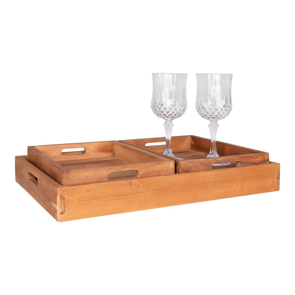 Faro Tablett – Teak, Natur, 3er-Set