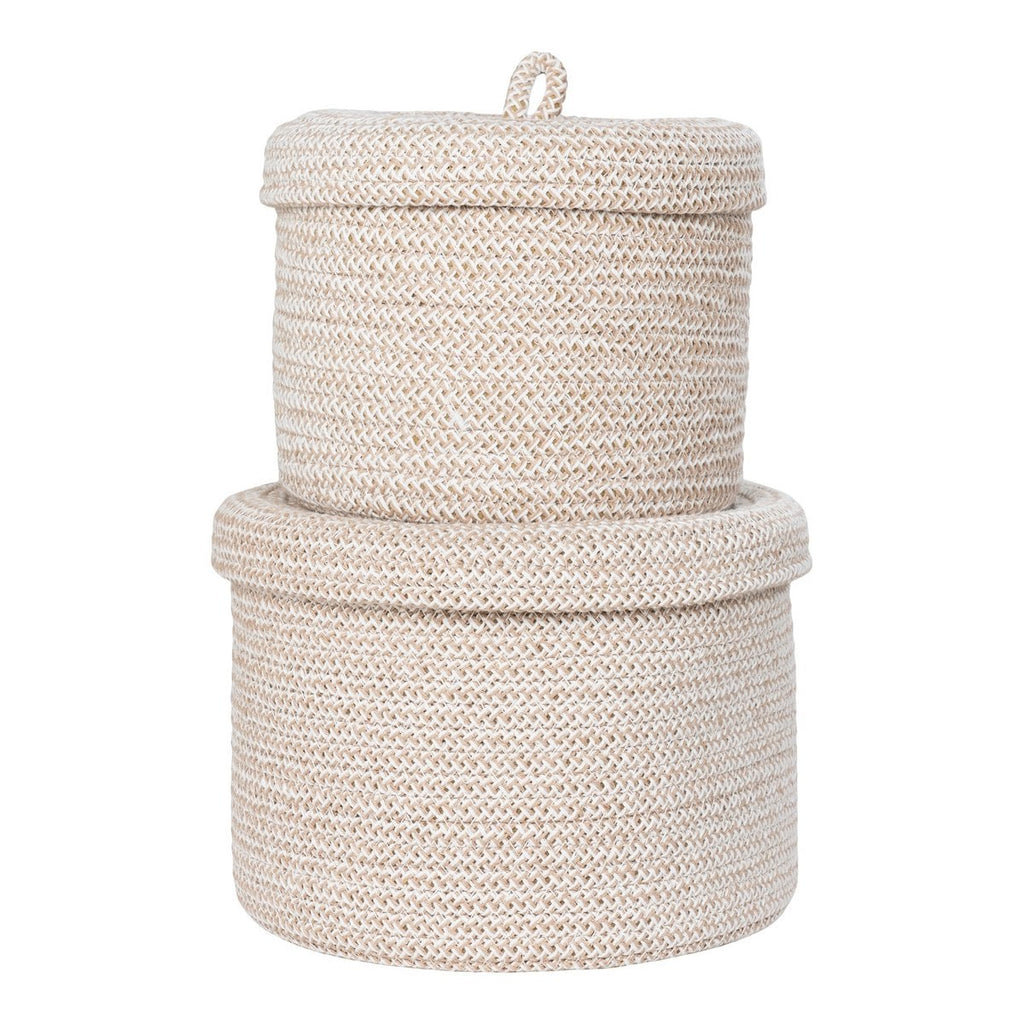 Sebal Basket - Korb mit Deckel, Baumwolle, Beige, 2er-Set