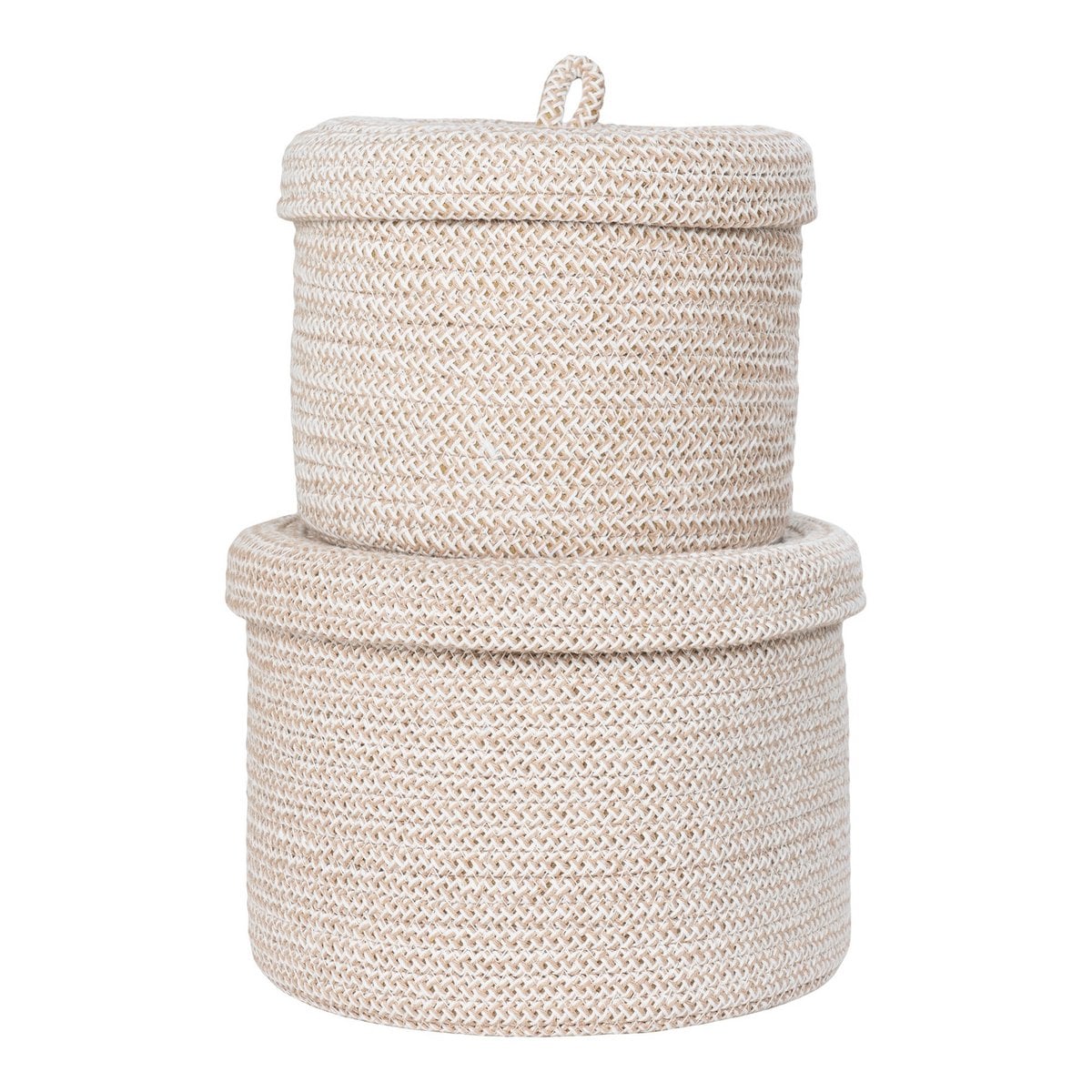 Sebal Basket - Korb mit Deckel, Baumwolle, Beige, 2er-Set