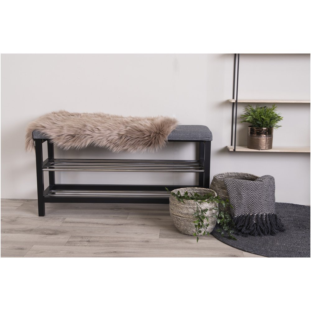 Padova Bank - Pappel, Stahl, Polyester, Grau - 100x34x50 cm
