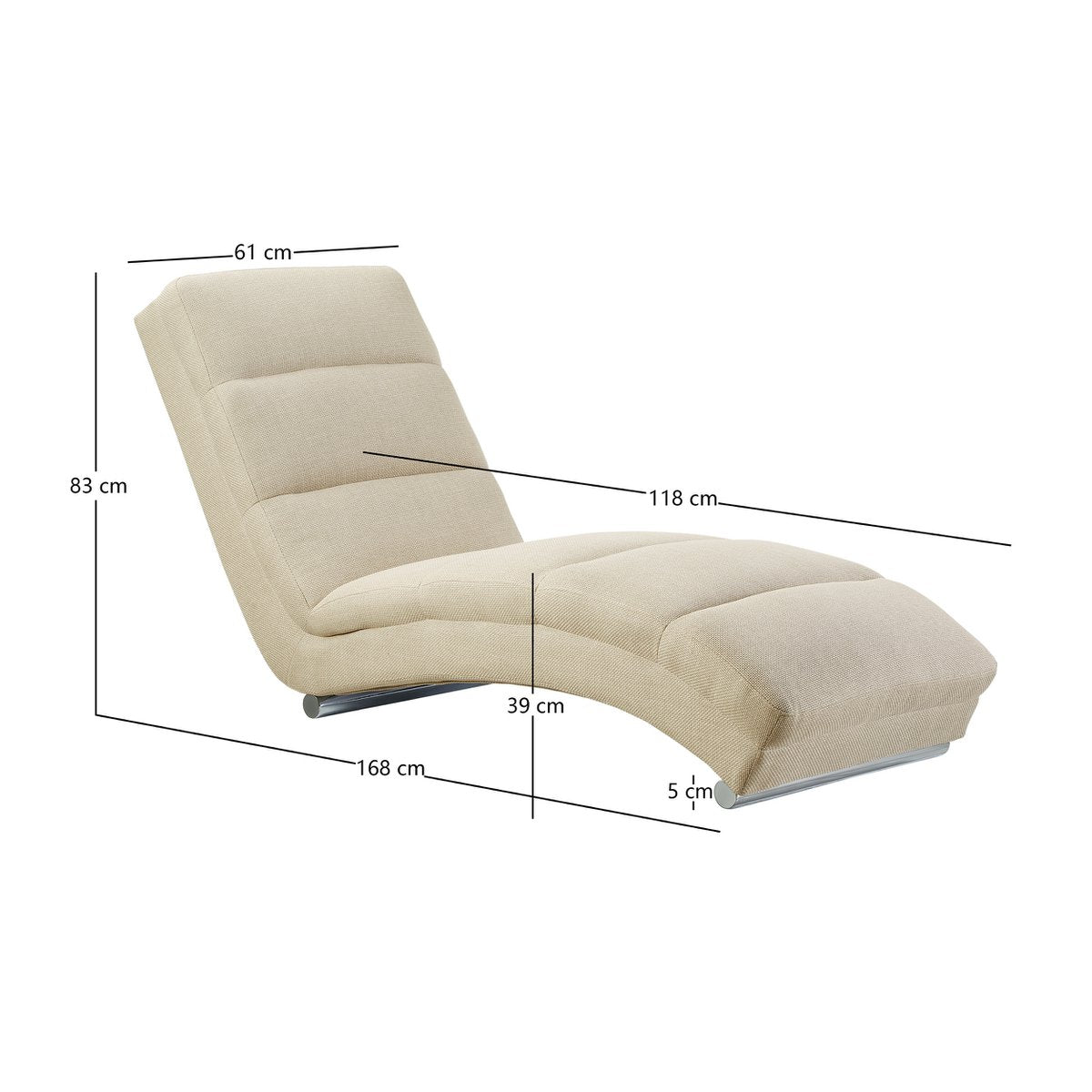 Chaiselongue Strukturstoff Beige