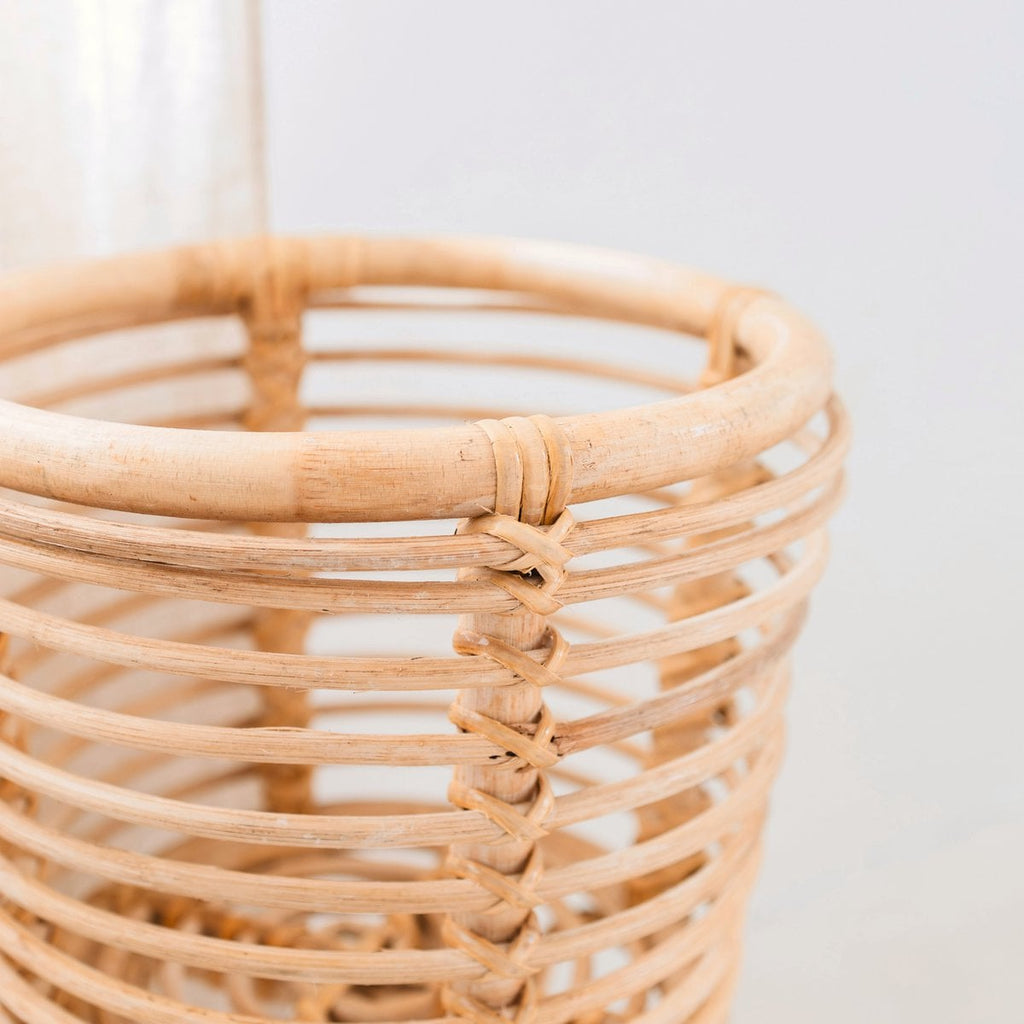 Rattan Blumenständer rund handgeflochten