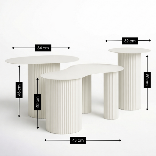 Lux Beistelltisch Off-White – organische Tischplatte mit gerippten Beinen