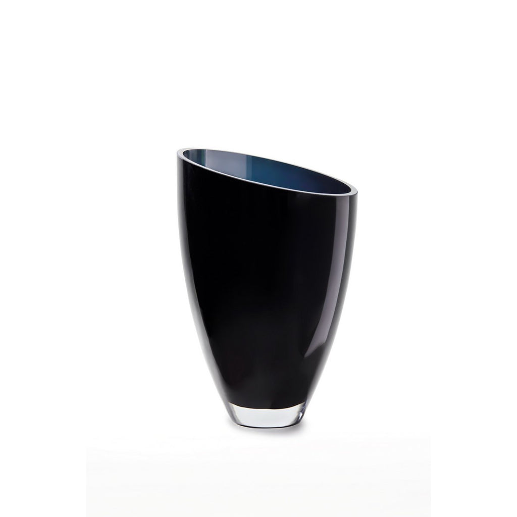 Glasvase in umgekehrter parabolischer Form, schräg, BULED 30 Inkt Blue, 9 mm Luxusglas