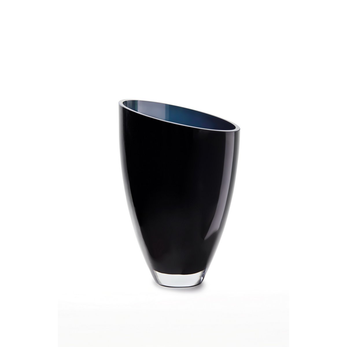 Glasvase in umgekehrter parabolischer Form, schräg, BULED 30 Inkt Blue, 9 mm Luxusglas