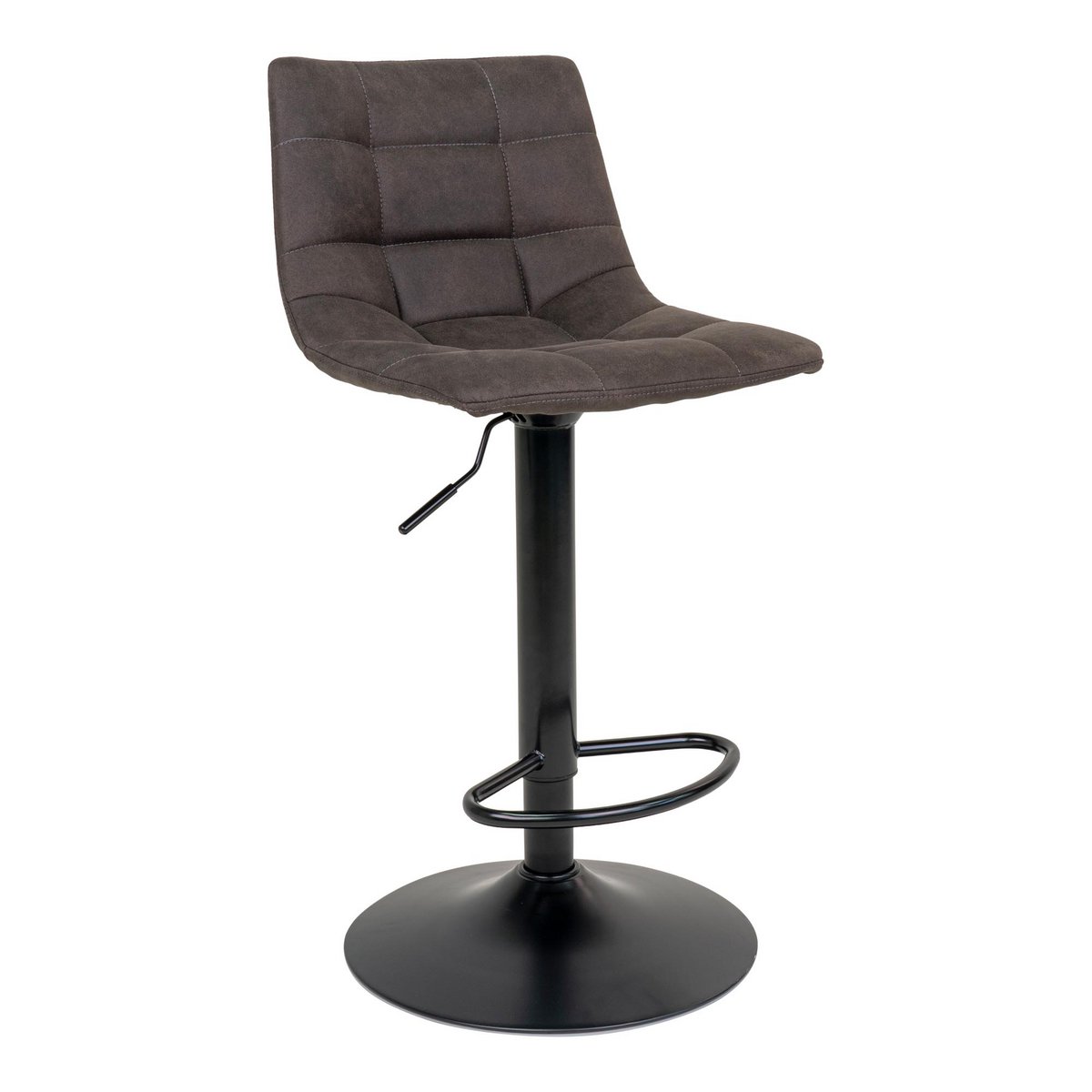 Middelfart Barstuhl – Dunkelgrau, Mikrofaser, schwarze Metallbeine, 43 x 43 x 88/108 cm – 2er-Set