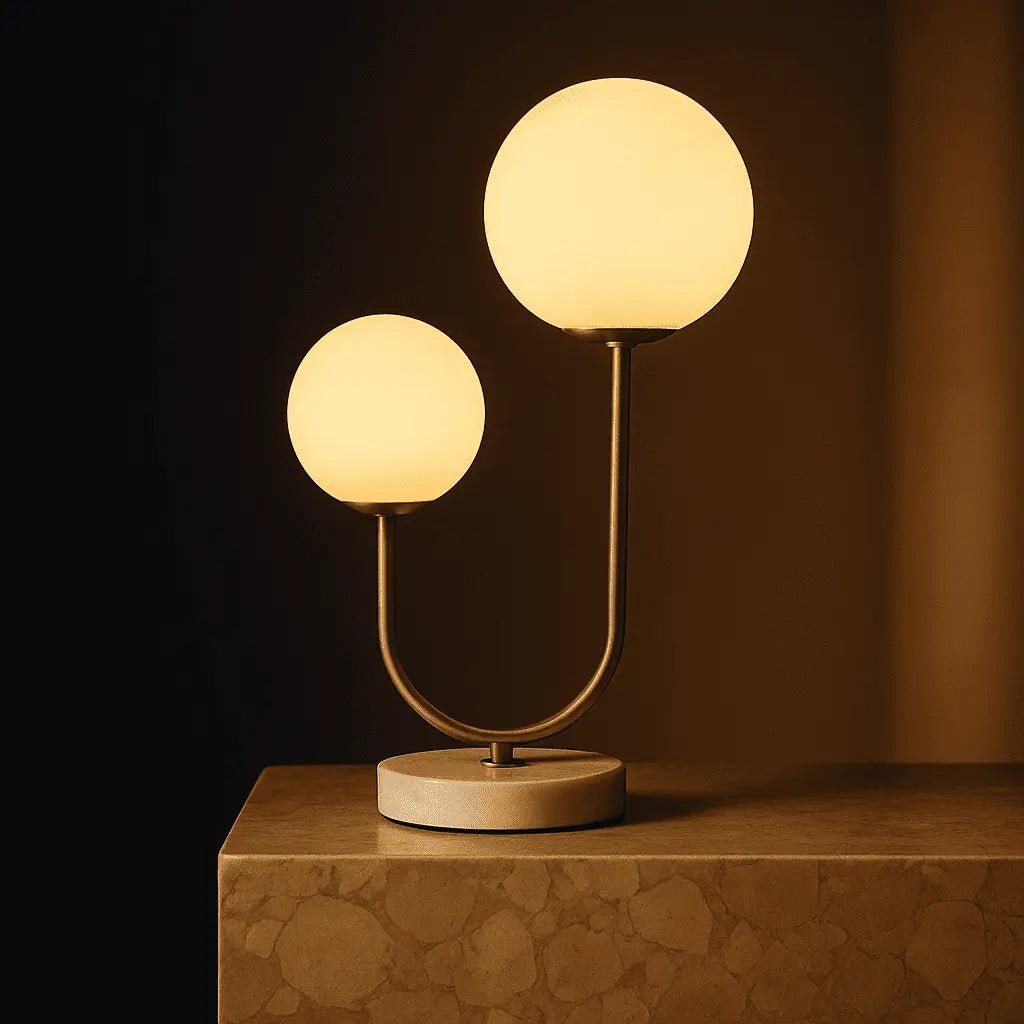 Giorgia Elegante Marmorlampe | Glühbirnen aus Milchglas und Lampe mit Kabel